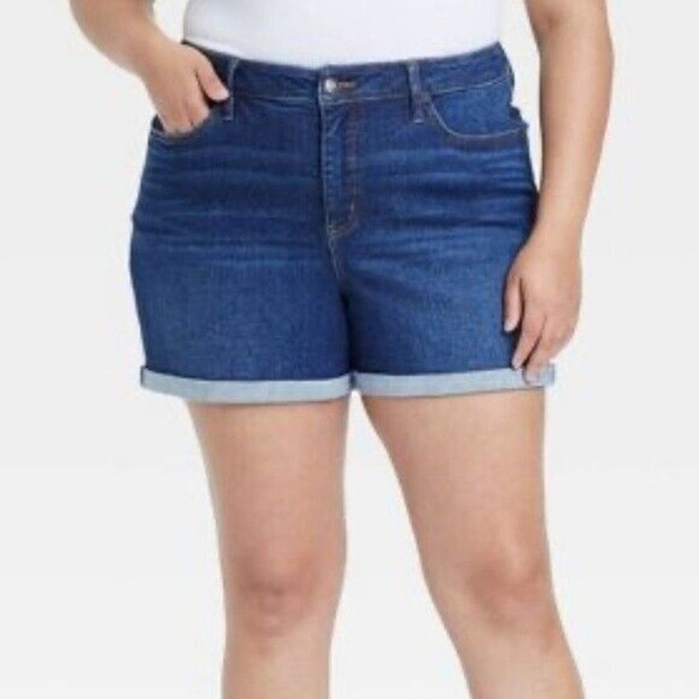 Ava & Viv High Rise Midi No Gap Waistband Shorts 22W New